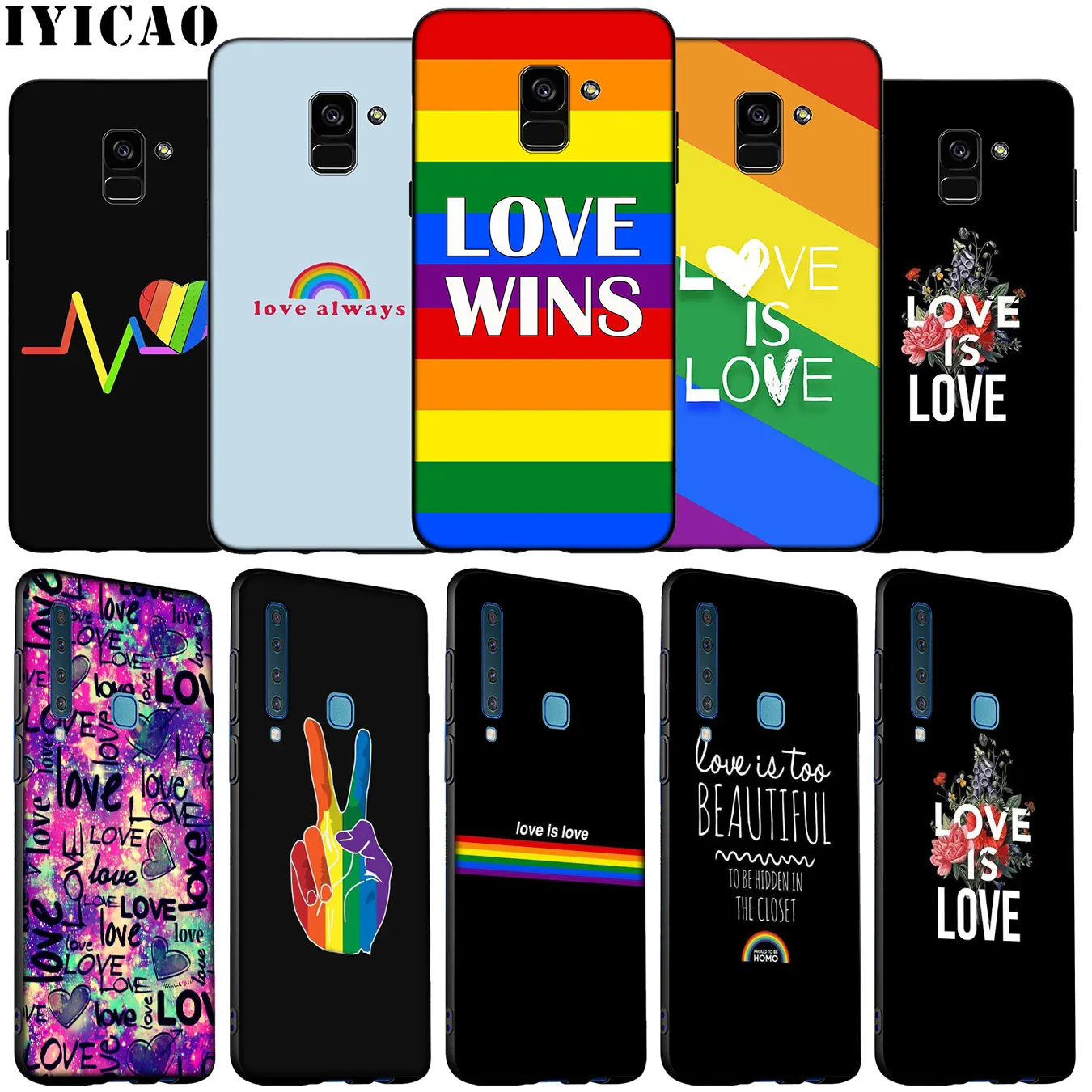 Heart Love Is LGBT Rainbow Soft Silicone Phone Case for Samsung Galaxy A6 A9 A8 A7 2018 A3 A5 Note 9 8 10 Plus 20 Ultra | Мобильные