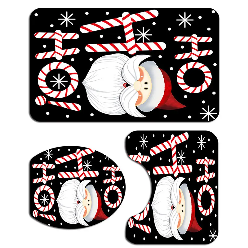 Рождественская занавеска для душа коврик комплект коврик для туалета мультфильм Санта Клаус занавеска для душа коврики Рождественский Декор для дома ванная комната - Цвет: 3pcs