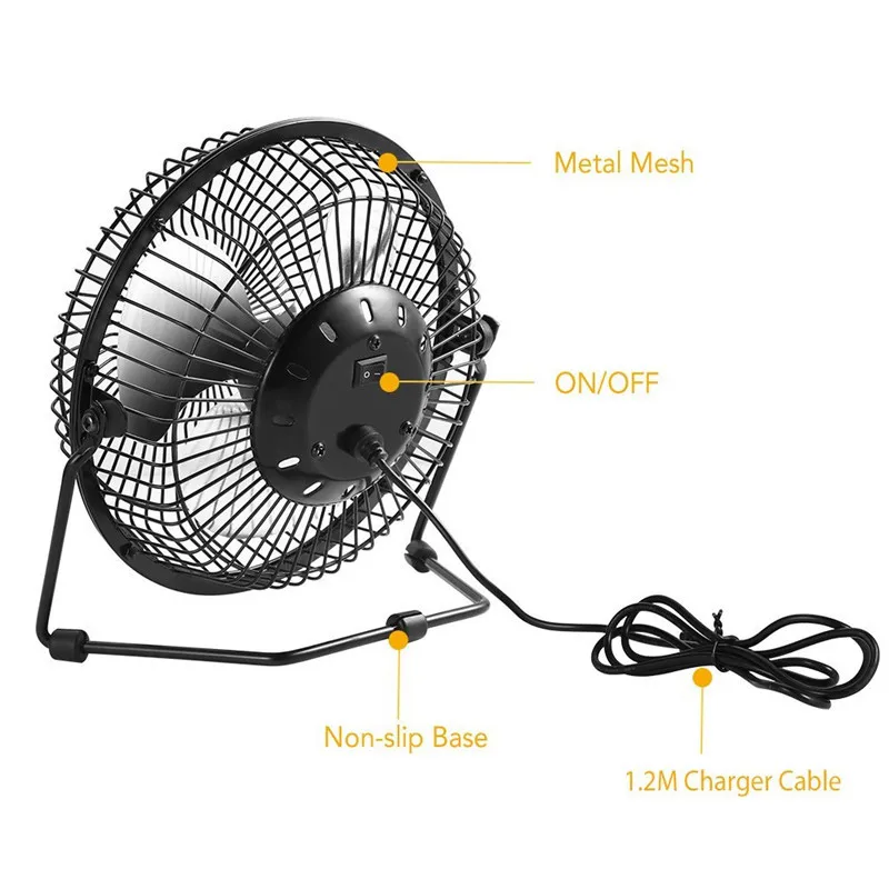 USB 5.5W Iron Fan 8Inch Cooling Ventilation Car Cooling Fan+ Black Solar Panel Powered for Outdoor Traveling Fishing Home Office