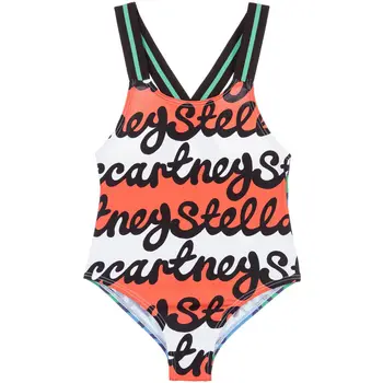 

Y136 Children's alphabet printed one-piece swimsuit baby girl green orange double-sided swimwear