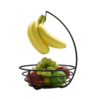 

Fruit Basket Metal Vegetable Storage Basket with Banana Hook for Dining Table or Kitchen Counter