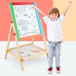 Tableau noir à dessin en bois pour enfants, jouet avec cadre noir, cadeau magnétique, jeu éducatif Montessori, chevalet de peinture 