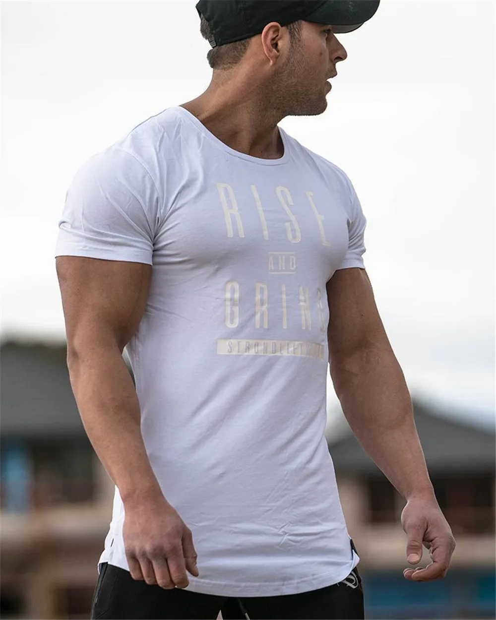 Rise & Grind Men’s Gym Fitness T Shirt - Men's Fitness Apparel, Men's ...