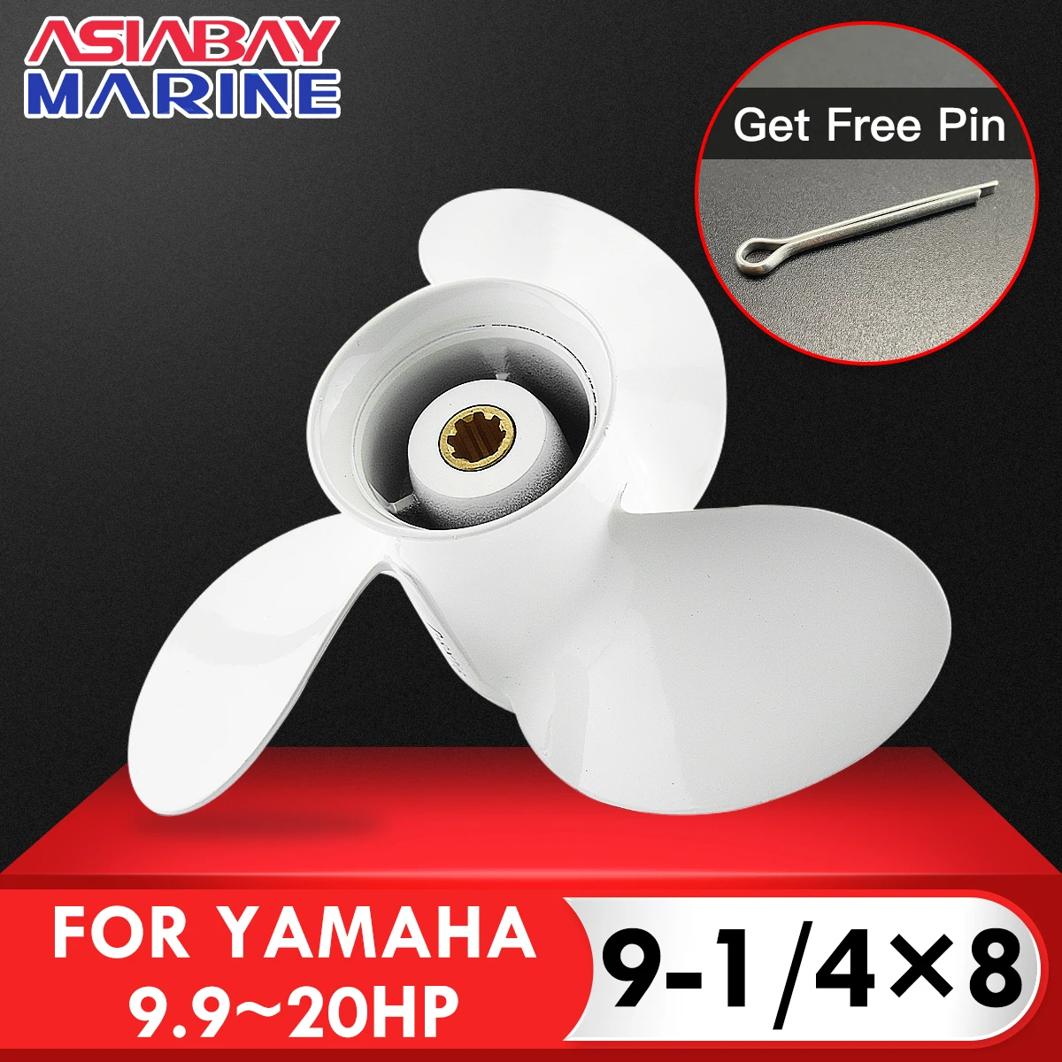 Marine Propeller For Yamaha Outboard Propeller 9-1/4 x 8 Aluminum Alloy Screw 3 Blade 8 Spline Tooth Part #63V-45947-00 for 9.9-15HP Boat Motors