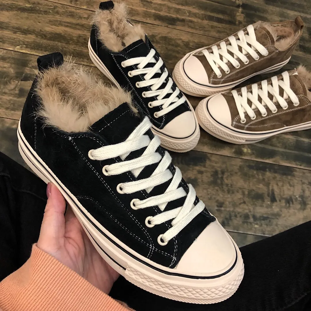 Бархатная спортивная обувь с высоким берцем г. Новая женская Повседневная прогулочная обувь из кожи на толстой подошве со шнуровкой для студентов ZZ-195