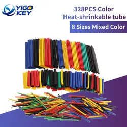 Tubos termo retrátil de poliolefina, conjunto de tubos para cabos e fios de 8 tamanhos multicoloridos com 328 peças