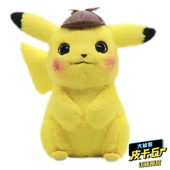 

28cm Movie Anime Lovely Pikachu Plush Toys Stuffed Cute Detective Pikachu Doll Soft Pillow for Children Kids Birthday Xmas Gift