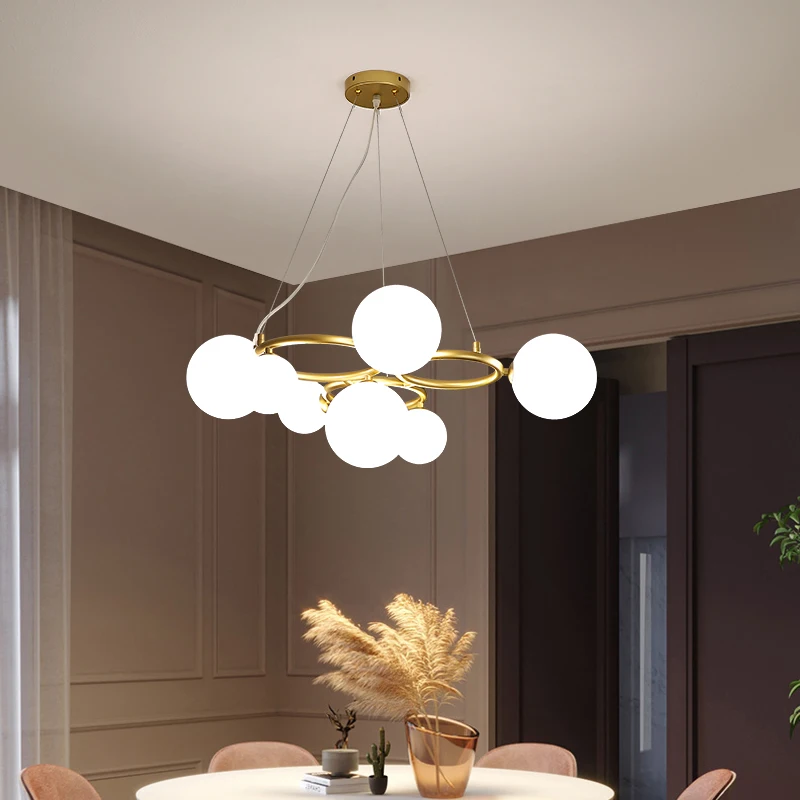 Hot Products! Nordic Brass Chandelier Lamp for Lobby Living Room Dinning Room Smoke Grey Glass Ball LED Hanging Chandeliers G9
