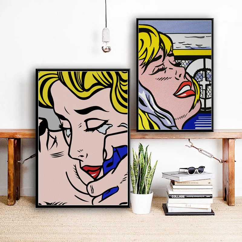 Поп-арт художественное произведение Роя Lichtenstein художественная живопись Шелковый Холст плакат настенный домашний декор