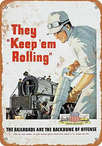 

Металлический знак 8x12, соединительная Тихоокеанская железная дорога, перекатывающийся, Настенный декор в стиле ретро, домашний декор