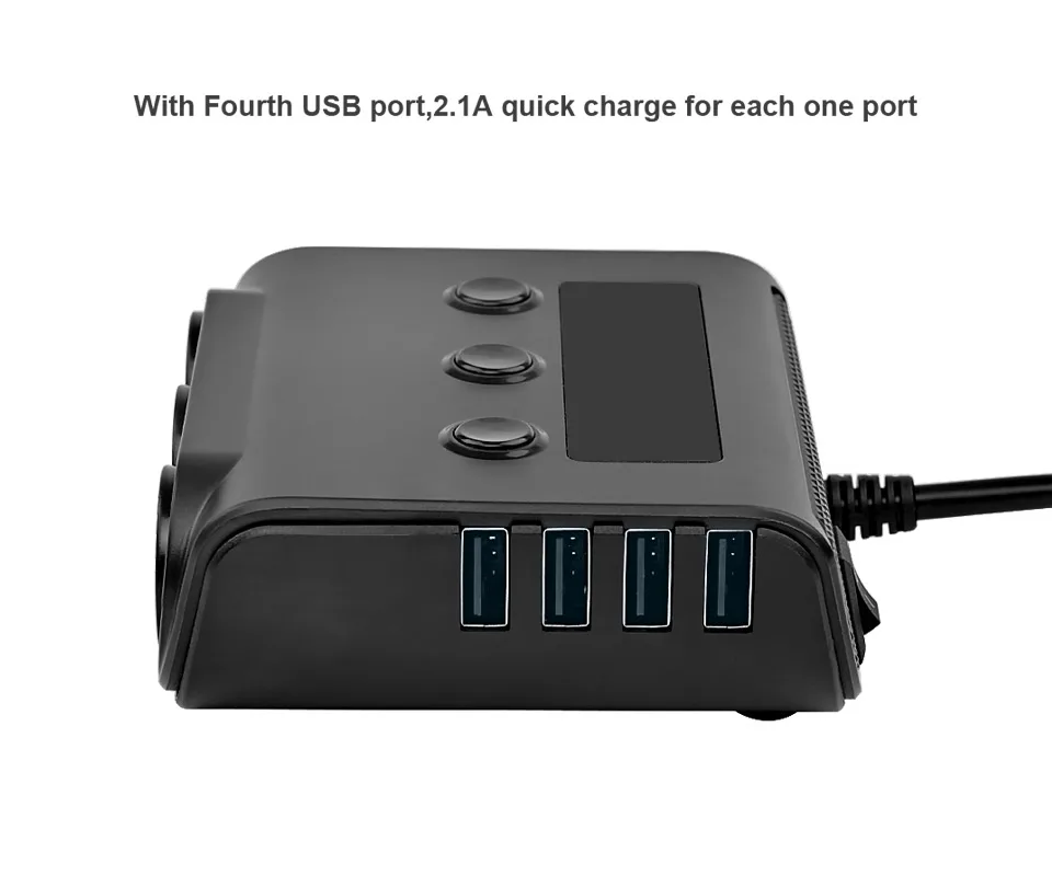 3 Way адаптер для автомобильного прикуривателя 12 V-24 V Splitter гнезда Подключите светодиодный 4 USB Зарядное устройство адаптер 2.4A 100W для телефона MP3 DVR XZ-10