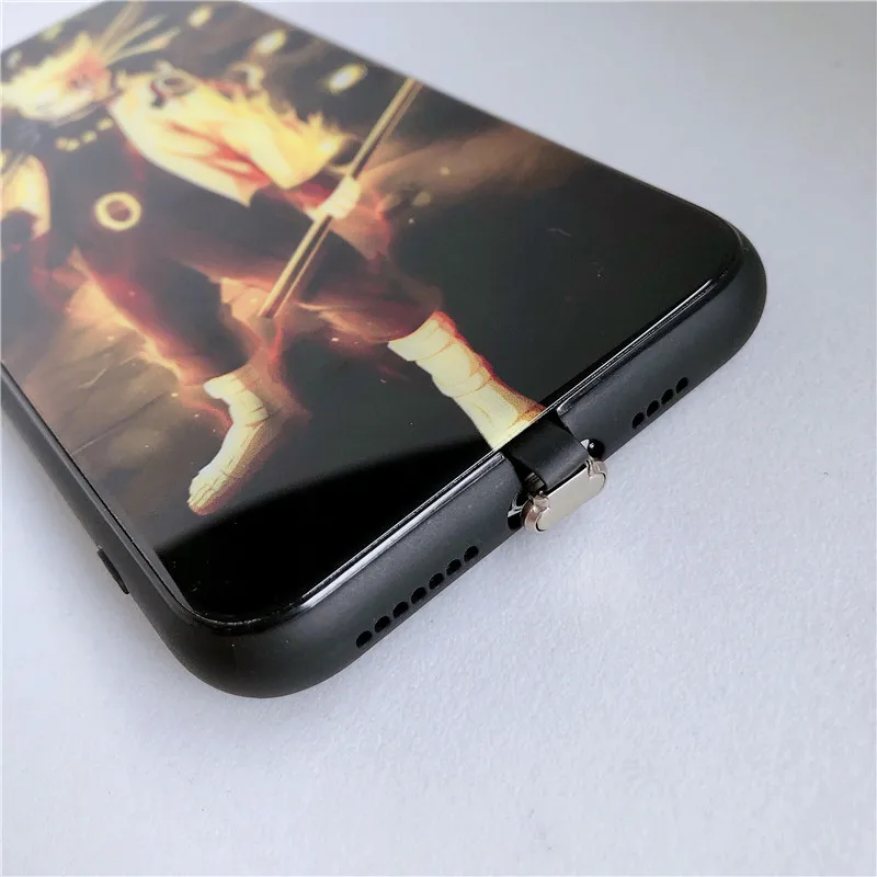 Наруто Саске чехол для iPhone 8 7 6 6S плюс XS светодиодный вызов светильник чехол s Закаленное стекло Coque Flash Cover для iPhone XR XS MAX Funda