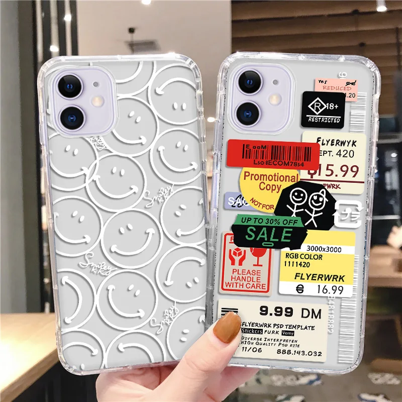 A12 Case For Samsung A51 Case Clear Funda Samsung S22 Ultra S21 A52S A32 5G 20 FE A50 A31 M31 A21S A71 A72 A13 Cute Smile Covers