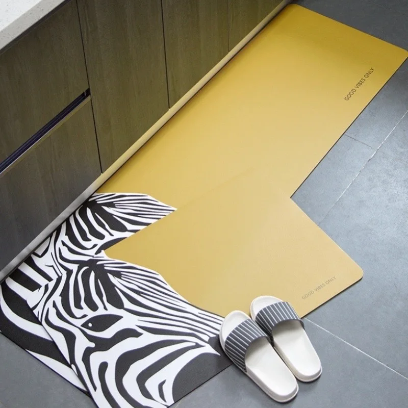 

Kitchen Floor Mat Dirt Resistant Oil Resistant Dirt Resistant Household Skid Resistant Floor Mat Cartoon Zebra Bathroom Carpet