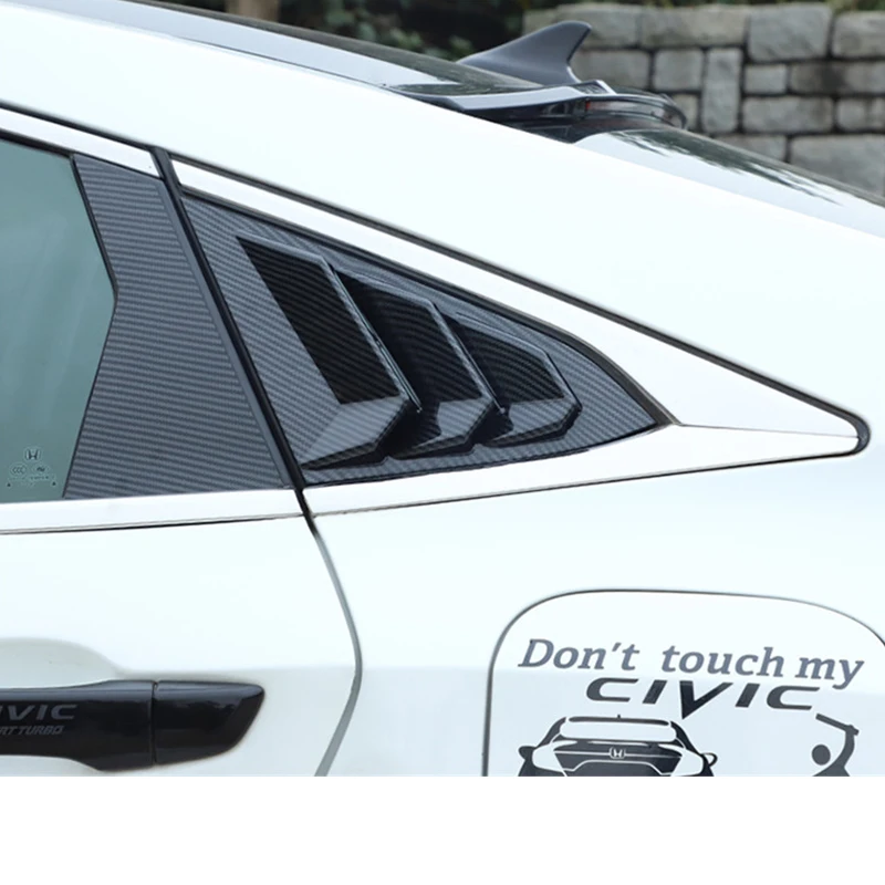 Для Honda civic углеродного волокна окна затвора 4-дверный sedan16-19 ABS Пластик задний треугольник окна жалюзи накладка 2 шт./компл