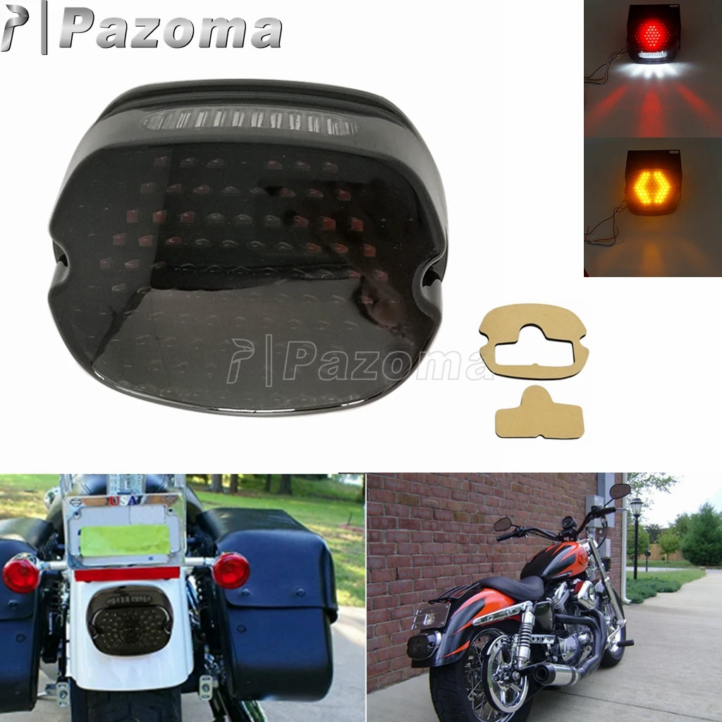 Black LED Tail Brake Light For Harley Dyna Super Wide Glide Low Rider Fat Bob 
