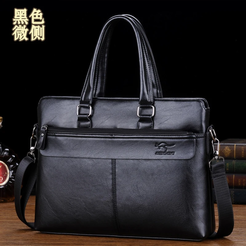 

2019 new men's PU leather folder bag simple men's briefcase handbag shoulder bag casual men's business briefcase laptop bag bags