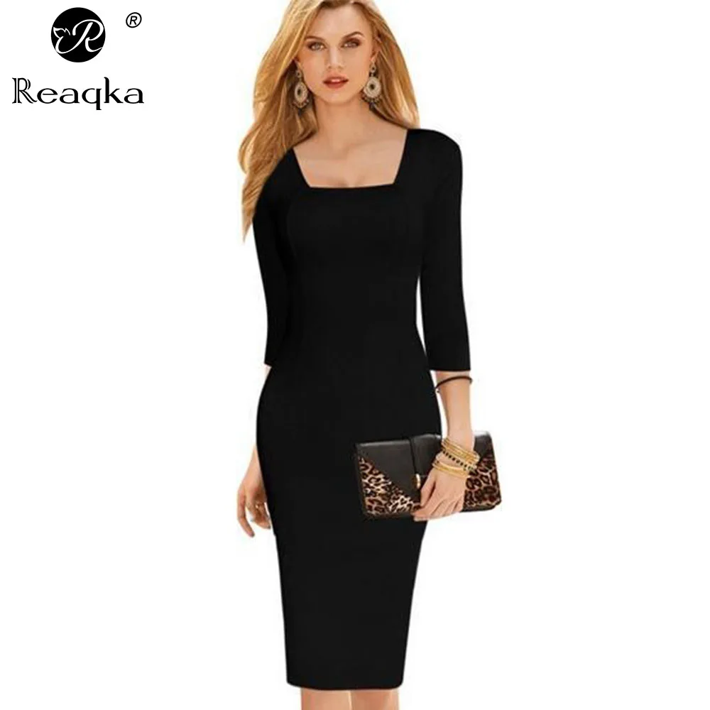 Casual fashion Business office Lady dresses for women 2017 Vintage Bodycon Slim Ruched Pencil Party Evening work Dress Vestidos|dress for|work
