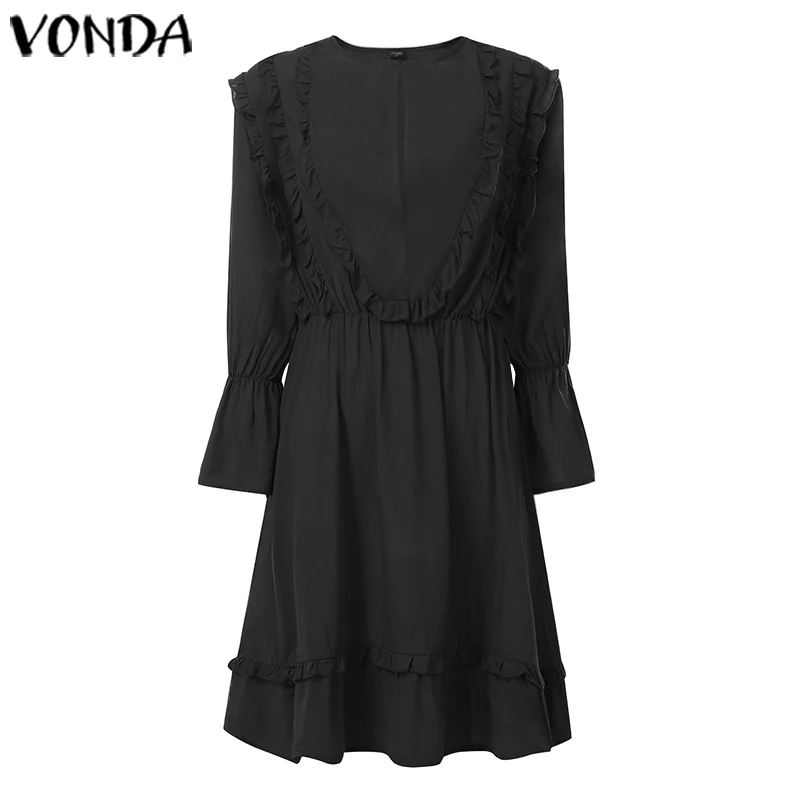 VONDA платье для беременных Женские однотонные вечерние платья с длинным рукавом свободные летние сарафаны Femme вечерние платья для беременных 5XL
