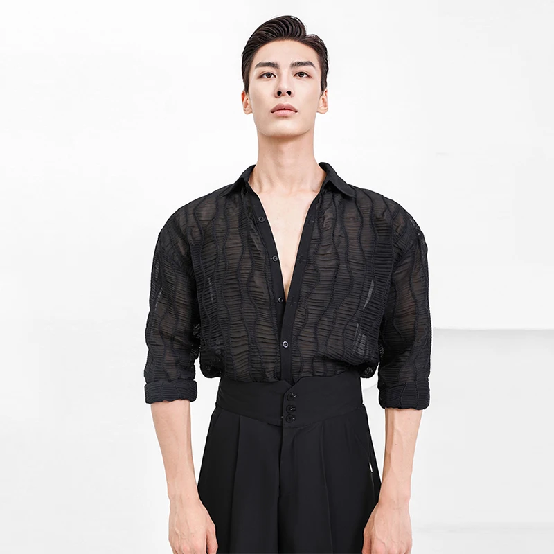 Male Latin Dancing Trousers Latin Dance Costume High Elastic Waist Ballroom Dance Competition Pants Practice Wear dance pants