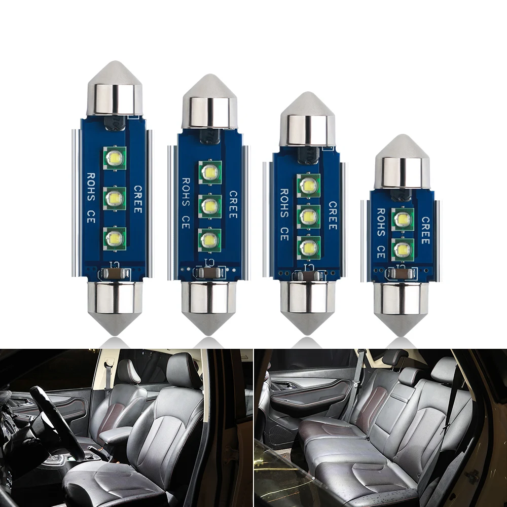 

Festoon C5W ERROR FREE LED 31/36/39/41mm Light With Chip 3 SMD Canbus Interior Dome Light Super Bright WHITE IC12V