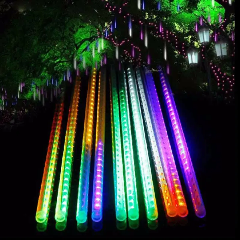 20CM  30CM 50CM Meteor Shower Rain Tube LED String Light 8 Tube Falling Rain Drop Icicle Christmas Wedding Fairy Light Garland solar string lights