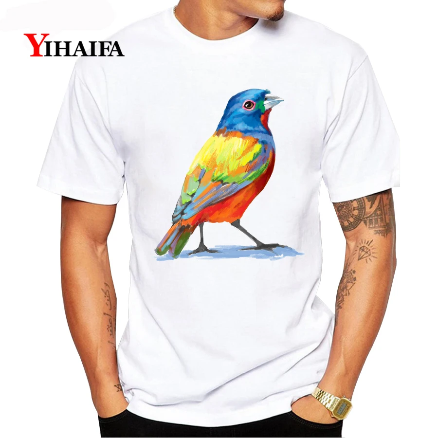 

Mens Hombres T-Shirt 3D Print Painted Bird Animal Graphic Tees Casual Summer Design Tee Shirts Short Sleeve Unisex White Tops