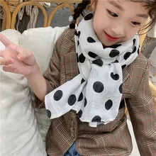 Осенние детские шарфы в горошек; шейный платок для маленьких мальчиков и девочек; зимний мягкий шарф; шаль; детская хлопковая и льняная одежда с воротником; аксессуары