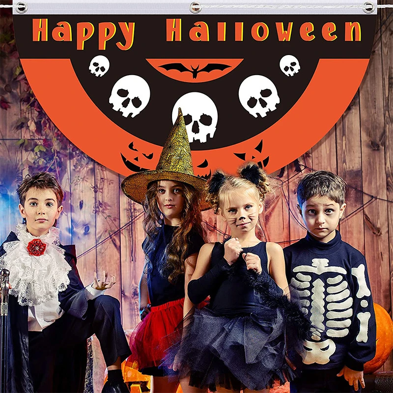 

Halloween Fan Flag Party Door Width Outdoor Door Curtain Garden Banner Decoration Banner for Festival Party Halloween Decor