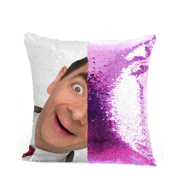 MR BEAN Reversible Cushion Covers ROWAN ATKINSON Funny Sequined 40cm Gift UK 
