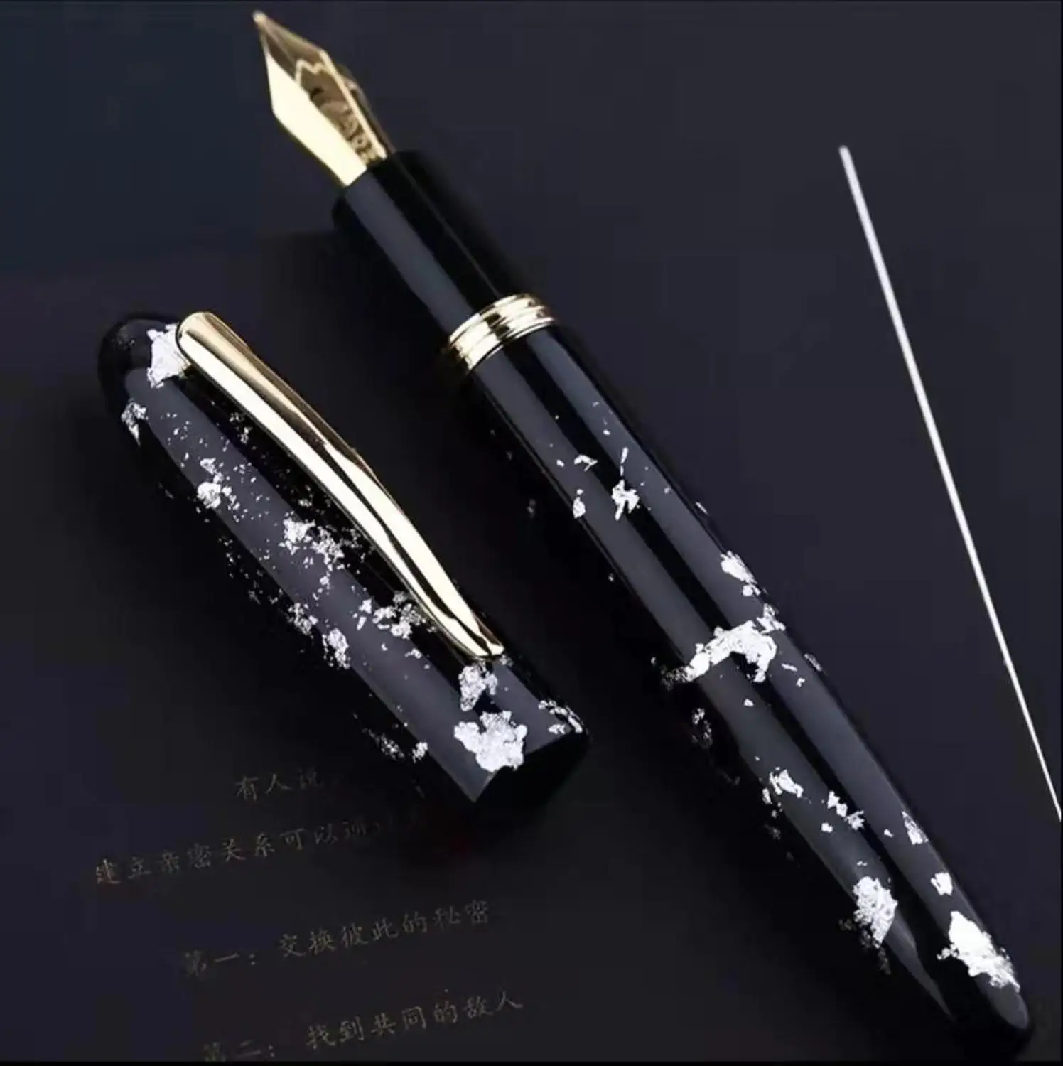 

Moonman M8 Fountain Pen Ink Pen Resin Pen Converter Pen Silver Pattern No Box Stationery Office school supplies
