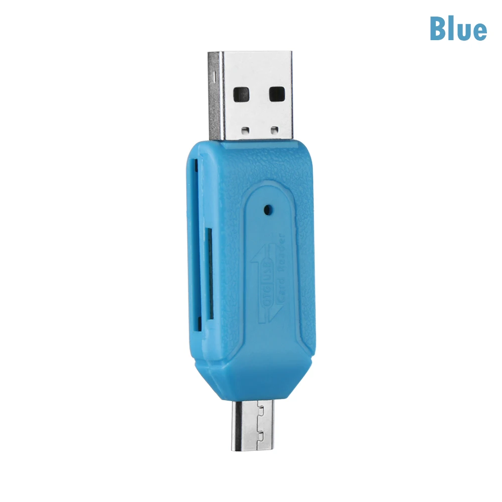 Blue 1 шт. 2 в 1 type-C и USB OTG Устройство для чтения карт памяти Универсальный Micro USB TF/SD кард-ридер телефонные удлинители адаптер Аксессуары - Цвет: Blue