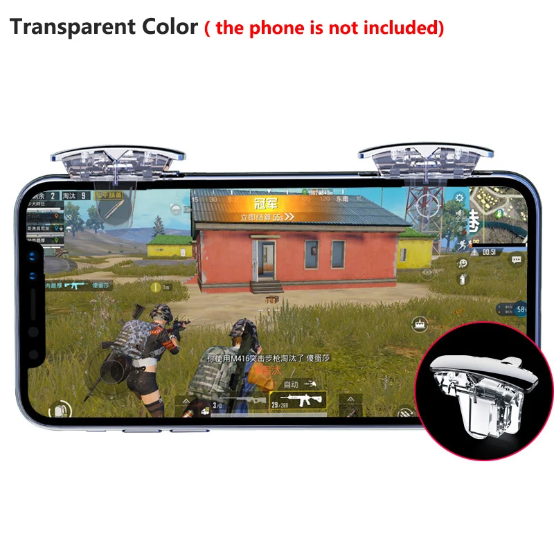 Transparent Прозрачный мини-геймпад триггеры PUBG контроллер мобильный контроллер l1 r1 стрельба игровой джойстик Кнопка огня для iPad Android - Цвет: Transparent