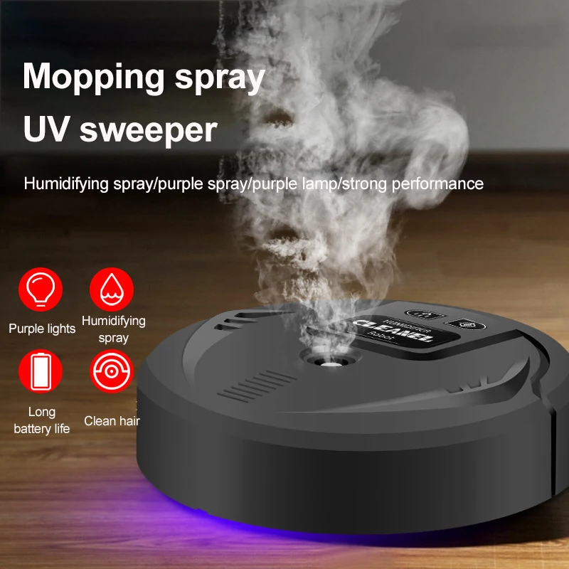 

Automatic Sweeping Robot UV Disinfection USB Charging Smart Vacuum Cleaner Mopping Spray Humidifier Home Floor Sweeper Machine