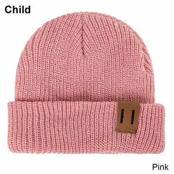Hot Sale Child Winter Hat Women Men Soft Warm Beanie Hat Boys Girls Knit Skullies Hats Children Casual Winter Hat Adult Kids - Цвет: child pink