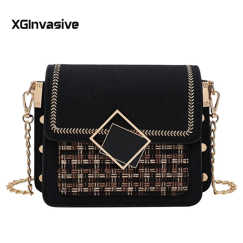 Осенняя сумка мессенджер на плечо с цепочкой 2019 кожаные сумки Кроссбоди тканевым