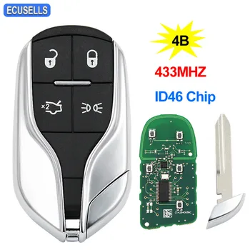 

4 Button Smart Card Remote Car Key Fob 433MHZ ID46 Chip for Maserati President Quattroporte Ghibli Levant with Insert Key Blade