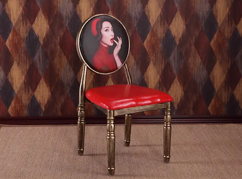 Стул в стиле ретро в европейском стиле современный лаконичный креативный обеденный стул железное искусство американское косметическое кресло для ногтевого магазина спинка кресла стул
