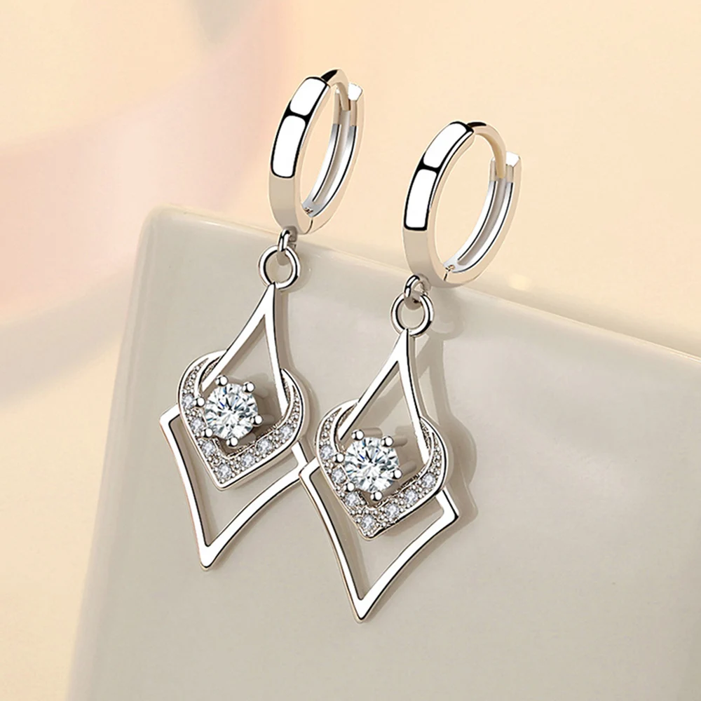 Серьги из серебра 925 пробы, серьги в форме капель, геометрическая форма, циркон, рождественский подарок, микро инкрустация, кубический цирконий, серьги для женщин,, черный цвет