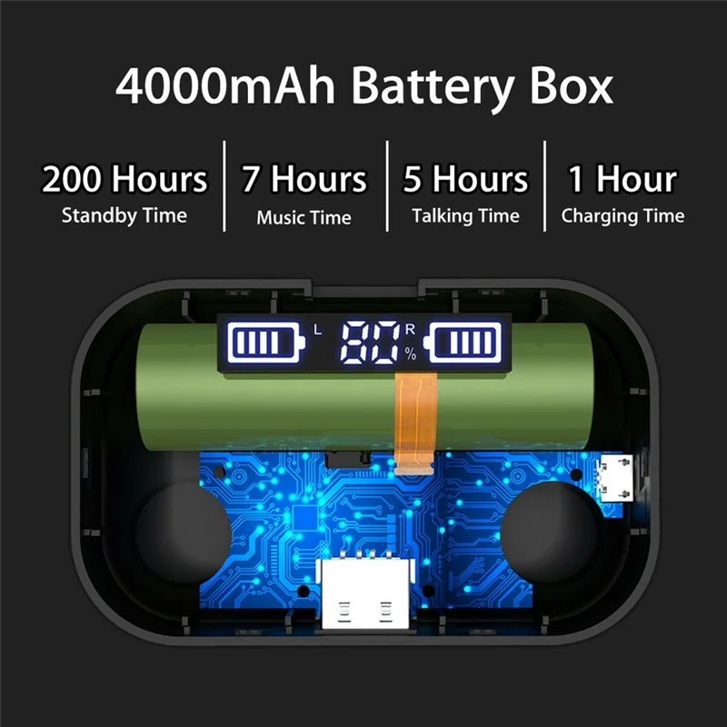 Tongdaytech X11 TWS Bluetooth 5,0 наушники IPX7 водонепроницаемые с ЖК-дисплеем 9D Беспроводные сенсорные наушники с зарядным устройством 4000 мАч