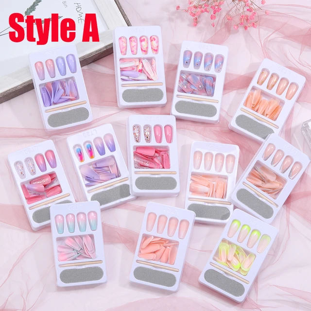 Artificial Nails Set With Glue Acrylic fake/False Nails (Set Of 100 Pc –  TheWishCrate