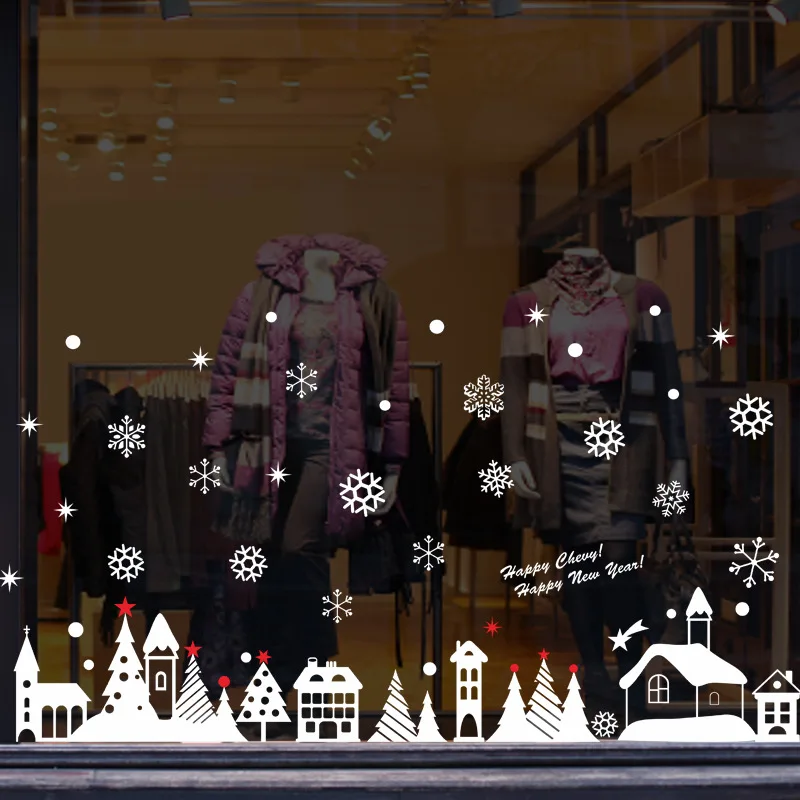 ПВХ Санта Клаус снежинка новогодние наклейки на окно 1 шт зимние наклейки на стену съемные рождественские стеклянные наклейки на стену Декор для дома - Цвет: 20