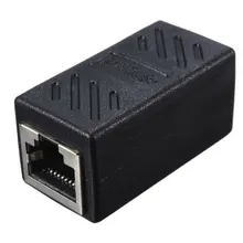 

Dual-Pass Network Adapter Mini Black RJ45 Network LAN Portable Cable Supplies Extender Connector Connection Adapter
