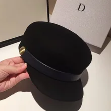 01909-weimin новая зимняя Большая Золотая кнопка-застежка украшение ремня Современная стильная шерстяная шляпа козырек Мужская и женская шапка для отдыха