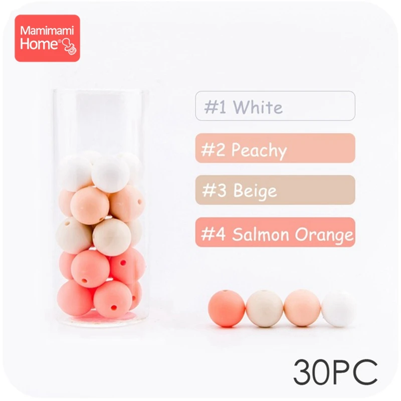 Peachy Series Mamihome 30 шт., силиконовые бусины, детский Прорезыватель для зубов, сделай сам, ожерелье для кормления, держатель на цепочке для соски, пищевой силикон, детские товары - Цвет: Peachy Series