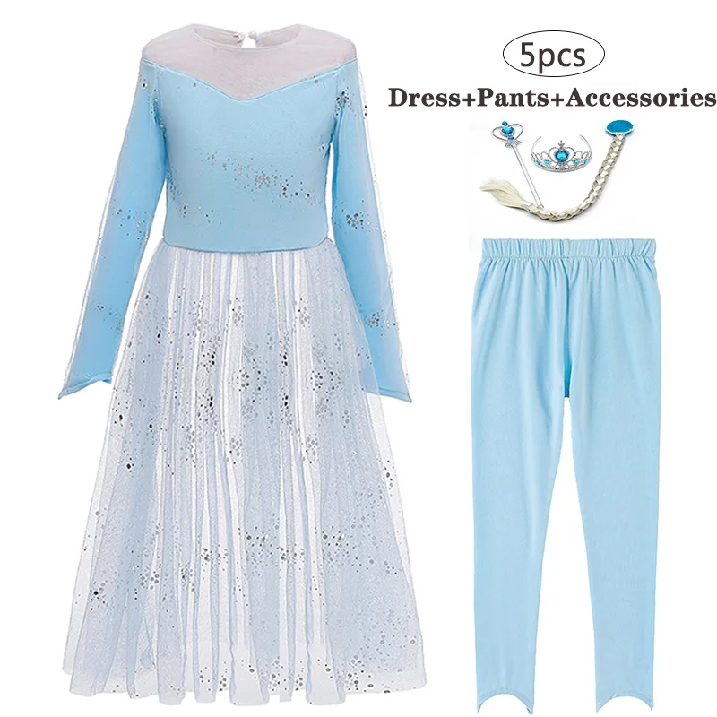 Платье Анны и Эльзы для девочек платье принцессы Детские платья для девочек, костюм Карнавальный костюм для костюмированной вечеринки, одежда для детей 3, 4, 6, 8, 10, 12 лет - Цвет: Blue
