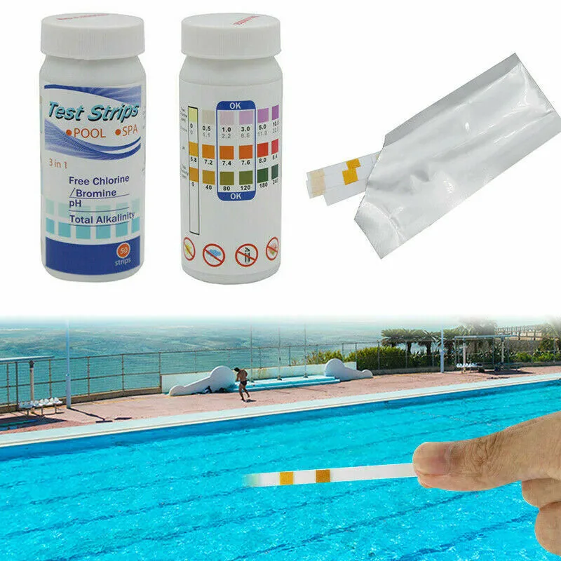 

50 X Swimming Pool Test Strips Hot Tub Spas Water Chlorine Ph Alkaline Analyzer