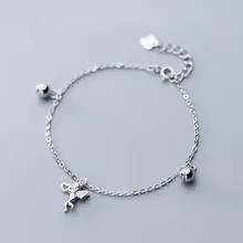 Настоящий 925 пробы, серебряный браслет с ангелами для очаровательных женщин, вечерние, милые ювелирные украшения, браслет из бисера, аксессуары, подарок