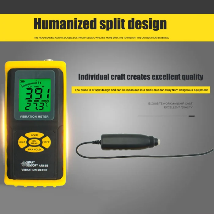 Digital Vibration Meter Analyzer Handheld Vibrometer Vibration Test Tool Meter AR63B PUO88