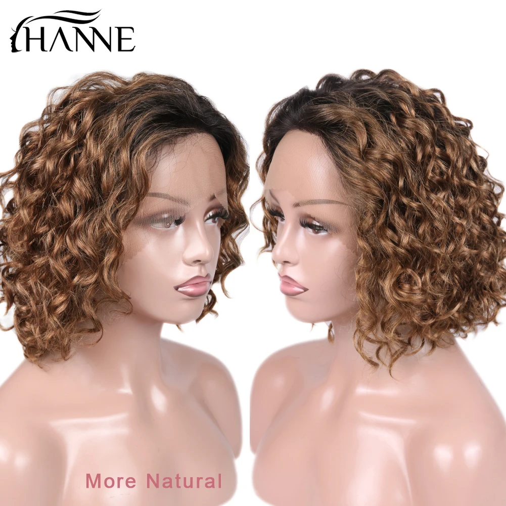 HANNE Hair Brazilian Lace Front Human Hair Wigs Free Part Curly Remy Wig For Women 150% Density Pre Plucked #T2/30 Free Shipping